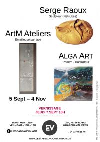 L'Escabeau Volant fait sa rentrée avec  ALGA ART, ArtM Ateliers et Serge Raoux. Du 5 septembre au 4 novembre 2017 à Chamalières. Puy-de-dome.  10H00